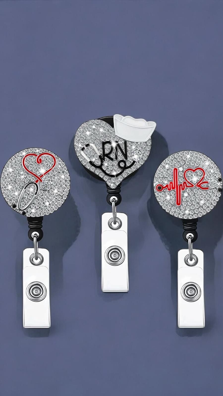 Premium Bling Retractable ID Badge Reels for Medical Professionals