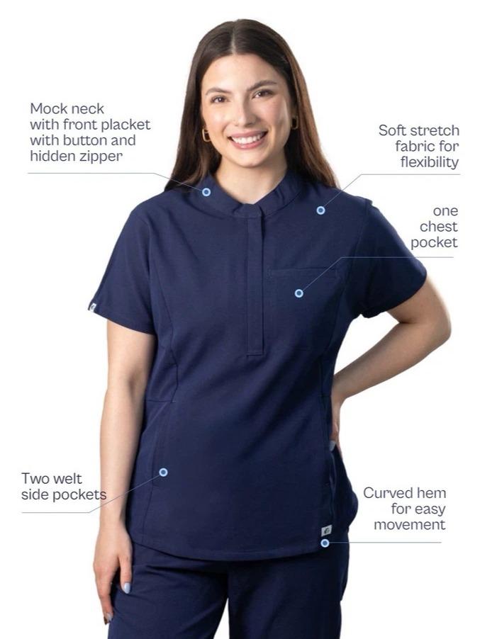 Women’s Uniform Scrubs Set – Mock Neck Top & Classic Fit Pants
