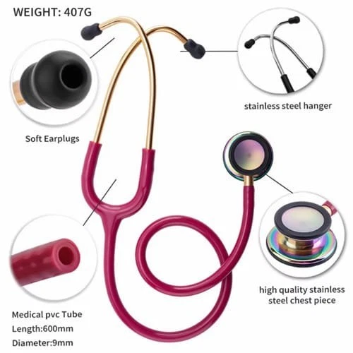 Cardiology Dual Head Stethoscope Raspberry Nurse Doctor