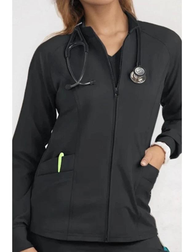 Women's Full-Zip Scrub Jacket Wrinkle-Free Medical Workwear