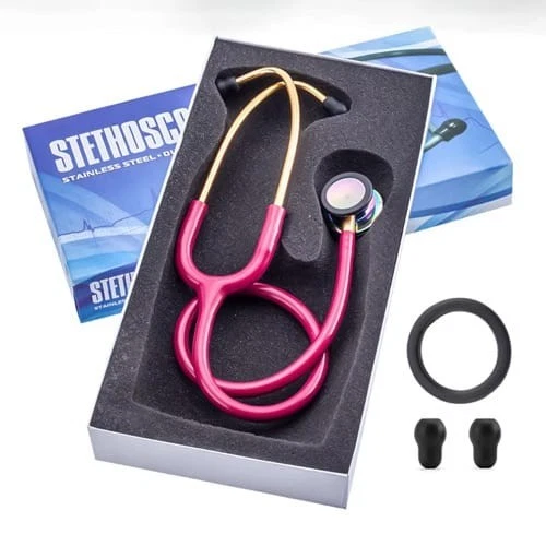 Cardiology Dual Head Stethoscope  Raspberry Nurse Doctor
