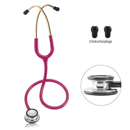 Cardiology Dual Head Stethoscope  Raspberry Nurse Doctor