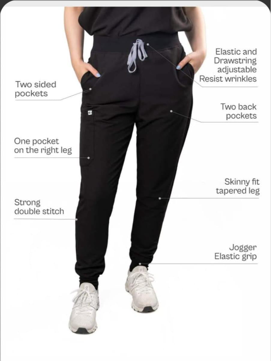 Women Scrub Set- Mocked Neck-curved hem Top & joggers pants